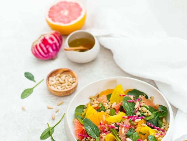 Salade aux agrumes, quinoa et betterave