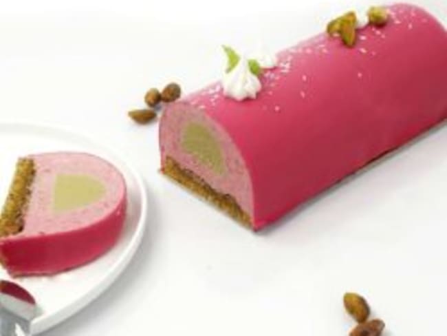 Bûche de Noël Framboise et Pistache