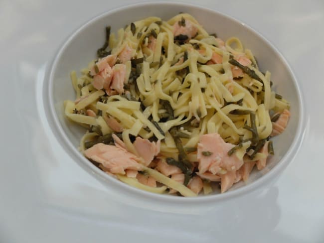 Tagliatelles au saumon et salicorne