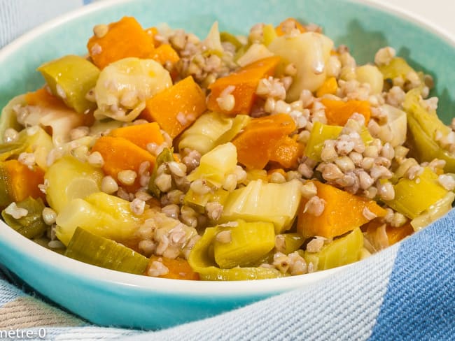 Salade de sarrasin au poireau et patate douce