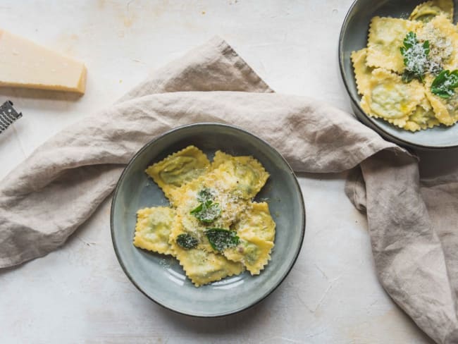 Raviolis ricotta épinards et noisette