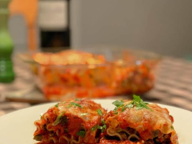 Rouleaux de lasagne au veau, aux épinards et à la ricotta