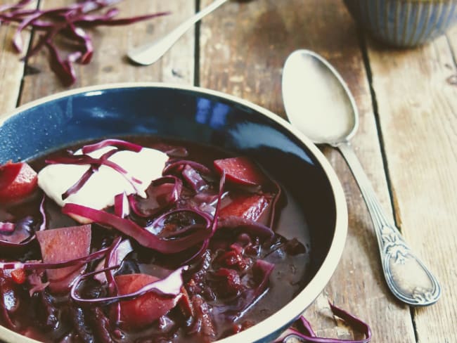 Soupe de betterave et chou rouge