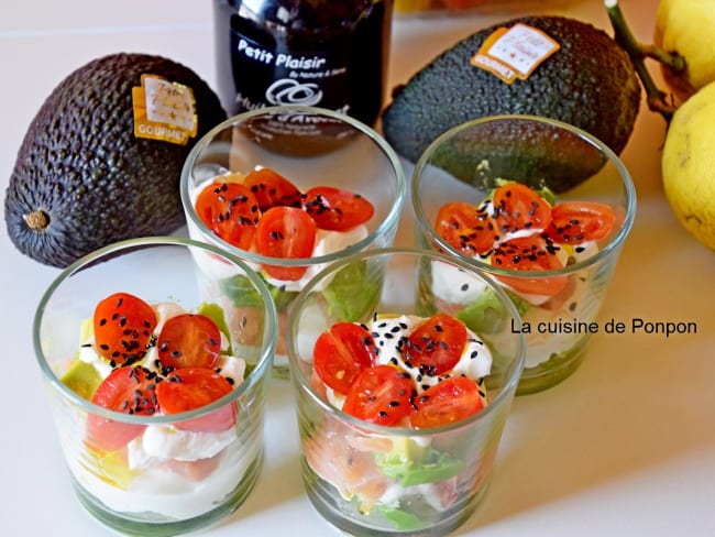 Verrine avocat saumon fumé et tomate