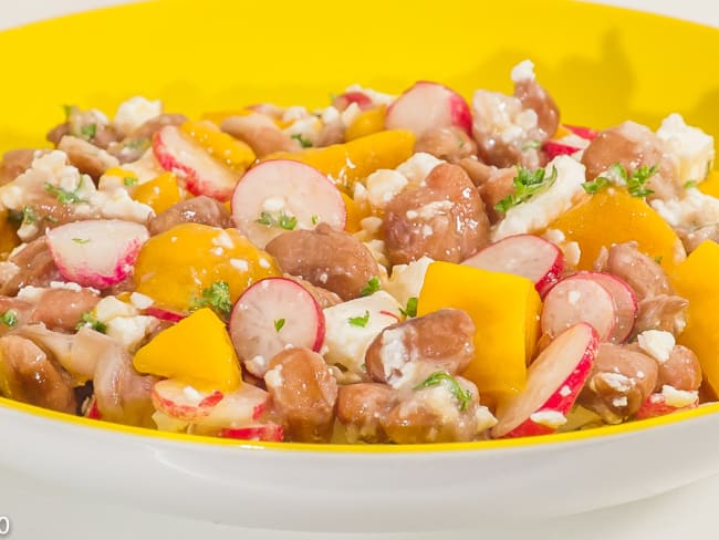 Salade de haricots borlotti à la mangue et à la fêta