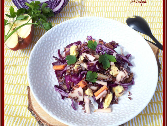 Salade riz Camarguais au chou rouge