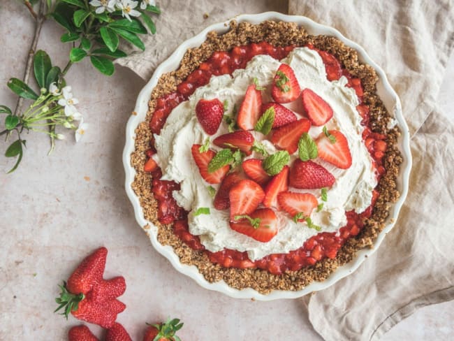 Tarte aux fraises sans cuisson et sans gluten