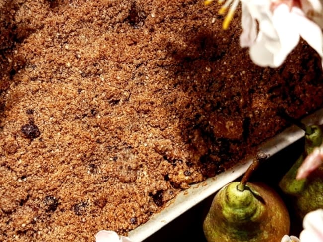 Crumble façon spéculoos, aux poires et au chocolat