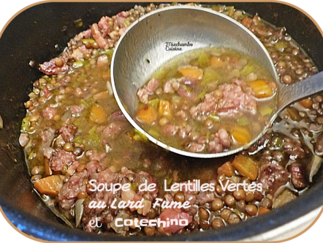 Soupe de lentilles vertes au lard fumé et cotechino