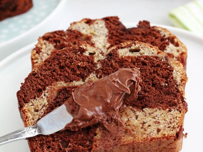 Cake banane marbré au chocolat