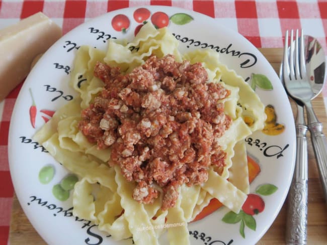 Pâtes au veau haché à la tomate