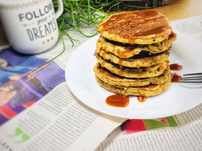 Pancakes Avoine-chia sans œufs sans gluten et sans lactose