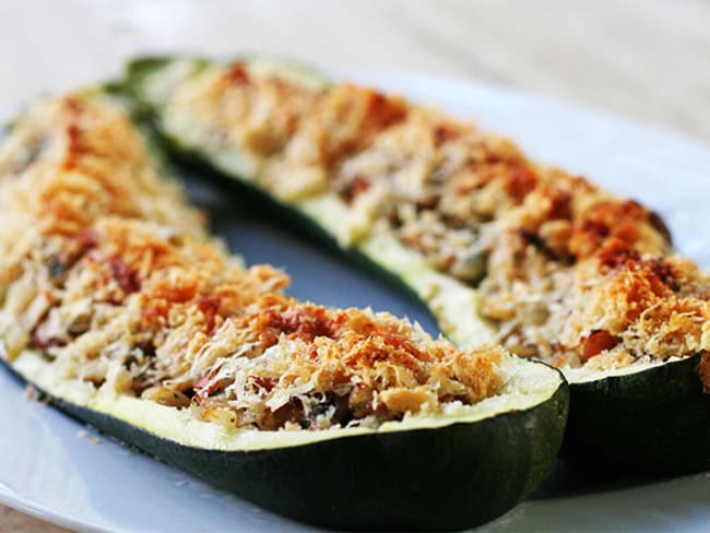 Courgettes farcies au fromage et thon