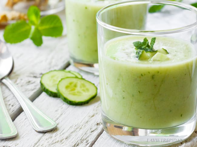 Gaspacho vert (concombres, poivrons verts)