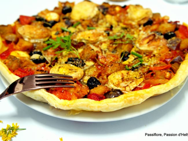 Tarte feuilletée aux légumes du soleil et fromage de chèvre