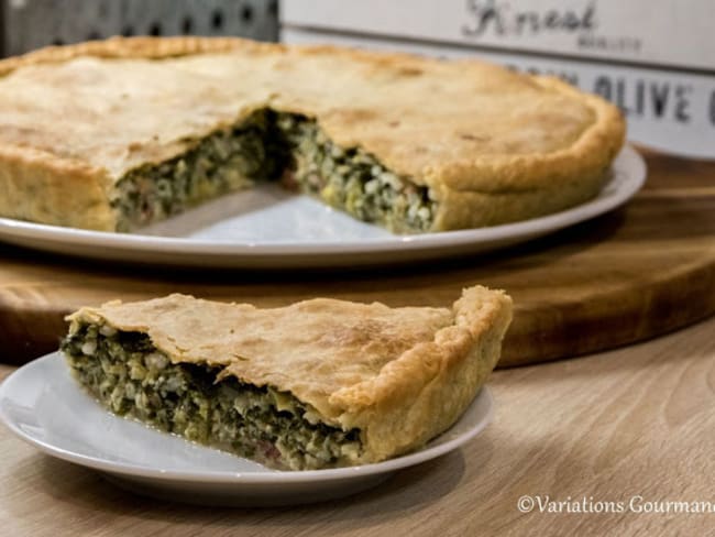 Tourte aux blettes salée, pâte fine à l'huile d'olive