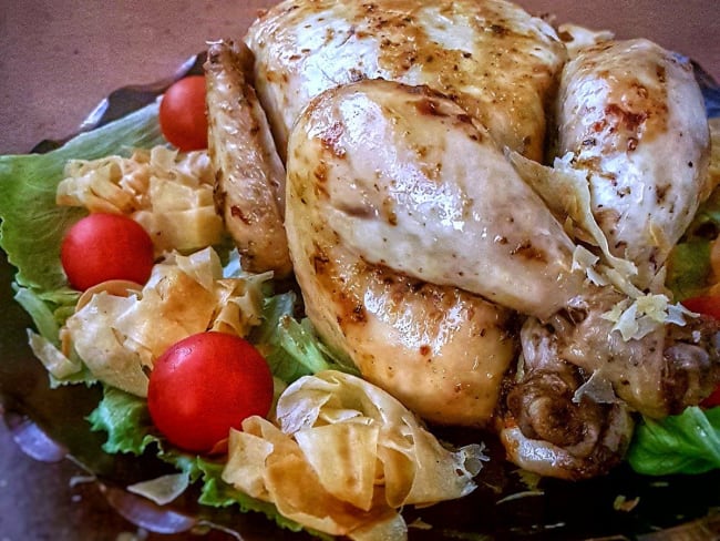 Poulet farci au foie de volaille cuit à la vapeur