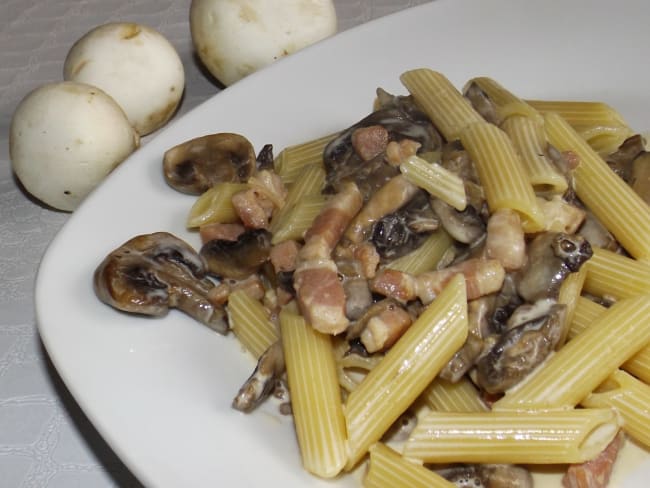 Penne Carbonara aux champignons