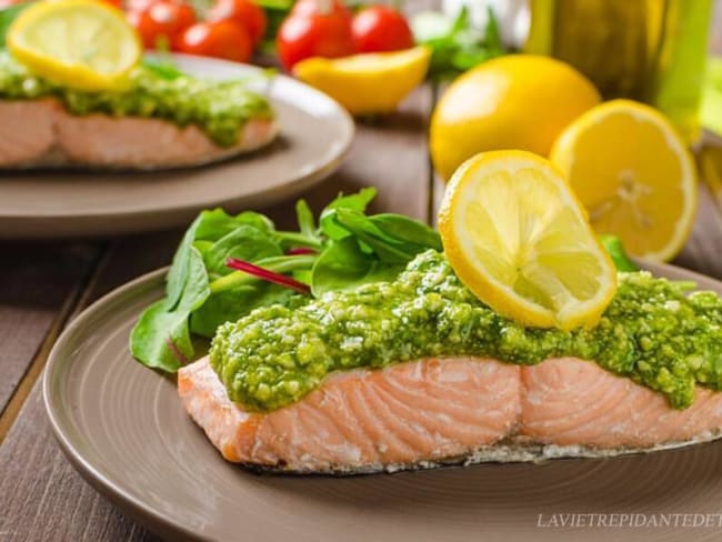 Saumon grillé pesto