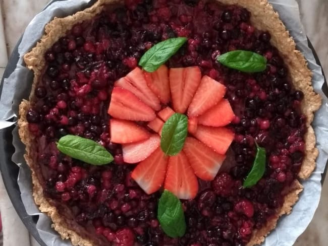 Tarte aux fruits rouges et flocons d’avoine