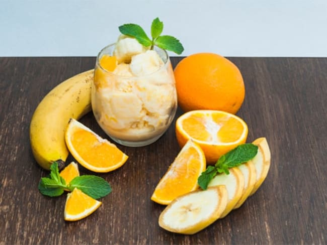 Sorbet à la banane et orange - Dessert