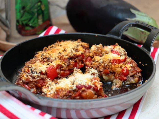 Aubergines farcies au poivron et au bœuf de Cyril Lignac