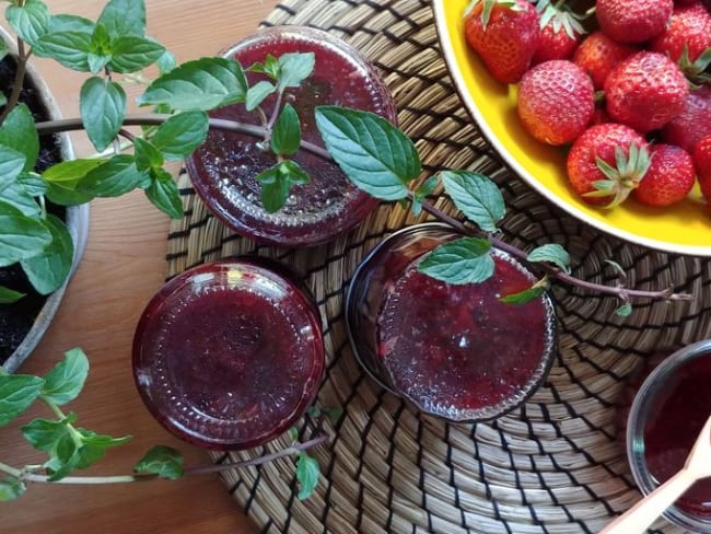 Confiture de fraises et menthe poivrée