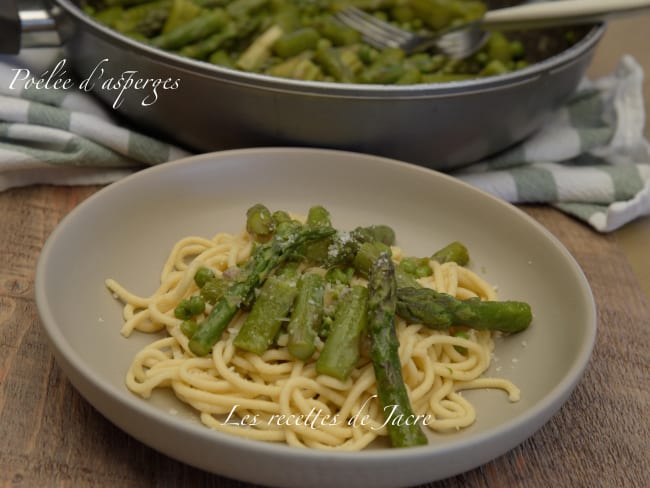 poêlée d'asperges vertes et pâtes