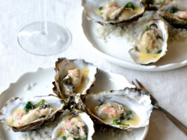 Huîtres pochées aux épinards et beurre blanc