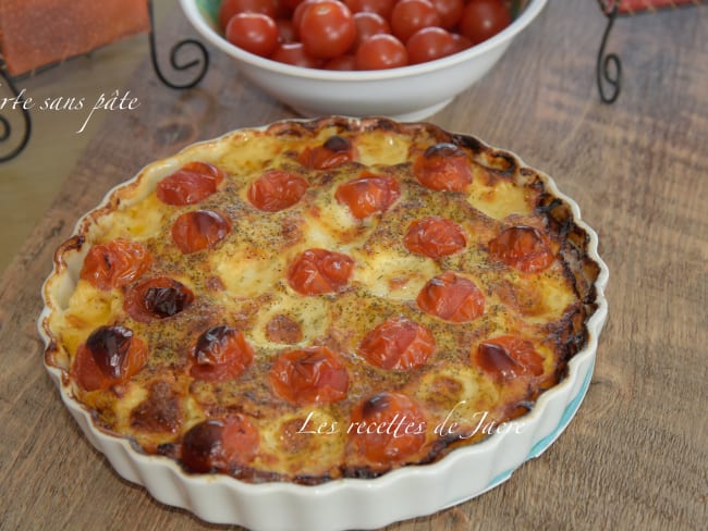 tarte sans pâte aux tomates cerises et billes de mozzarella