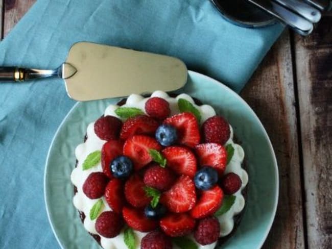 Entremet panna cotta coco- chocolat blanc aux fruits rouges