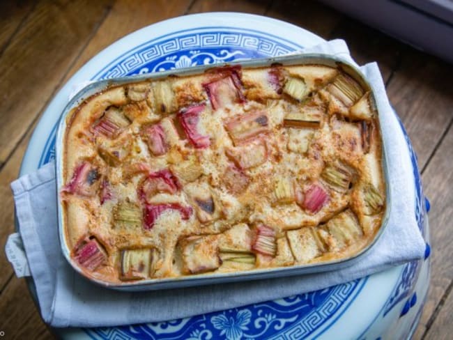 Clafoutis à la rhubarbe 100% végétal