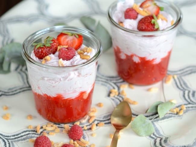 Mousse de fraise et framboise au mascarpone