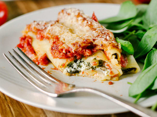 Cannelloni ricotta, épinards et tomate