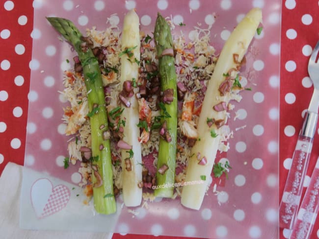 Duo d'asperges au crabe