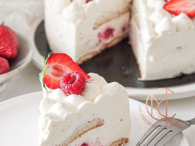 Gâteau Nuage fraise framboise