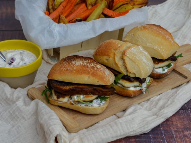 Burger d'halloumi aux champignons Portobello