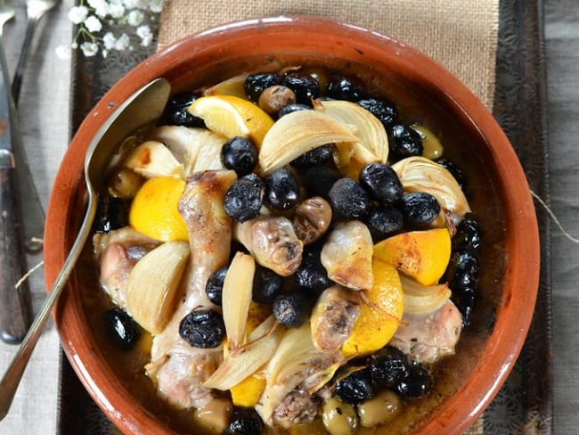 Tajine poulet, citron et olives