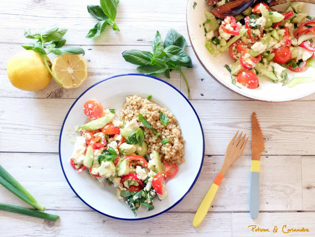 Salade concombre, tomates et tofu soyeux