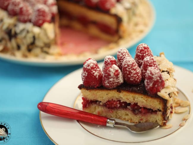 Gâteau framboises amandes