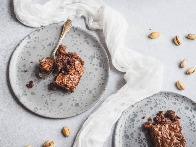 Brownie aux noix de pécan caramélisées et pistaches