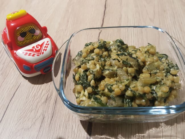 Petit pot de pâtes façon risotto aux blettes et œufs