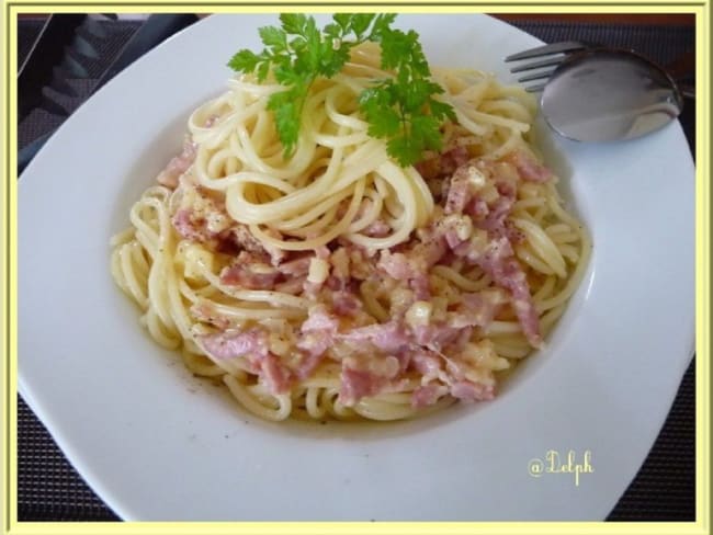 Spaghetti crèmes et lardons