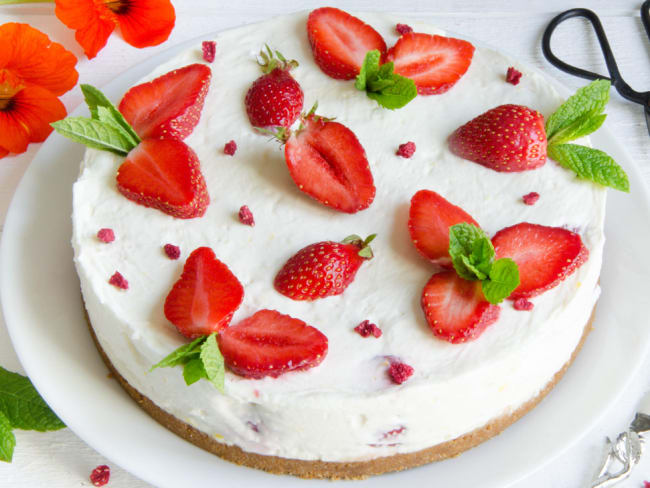 Cheesecake à la fraise sans cuisson