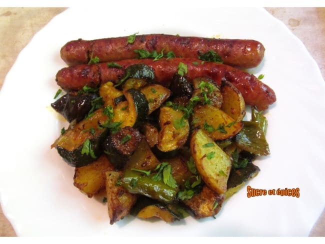 Chipolatas au four aux légumes et épices