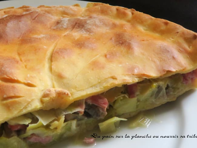 Tourte poireaux champignons jambon