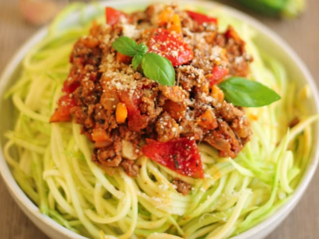 Spaghetti de courgettes à la bolognaise