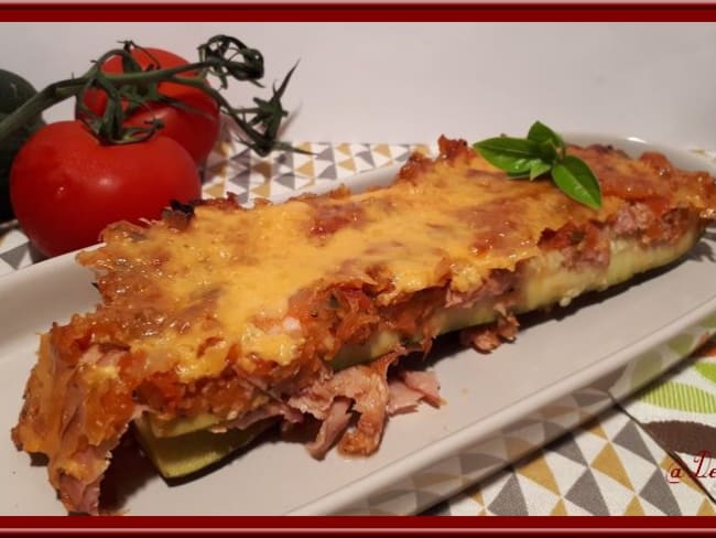 Gratin de courgettes, tomates et bacon