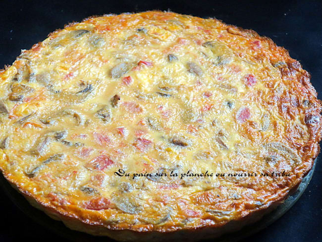 Quiche thon, champignons, tomates