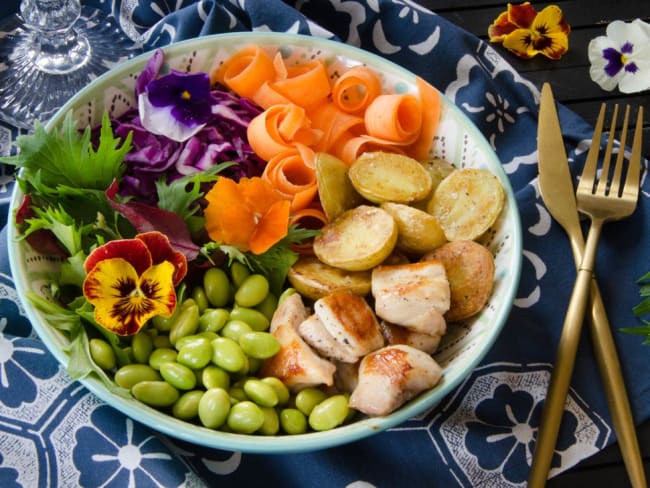 Buddha bowl poulet bonnottes